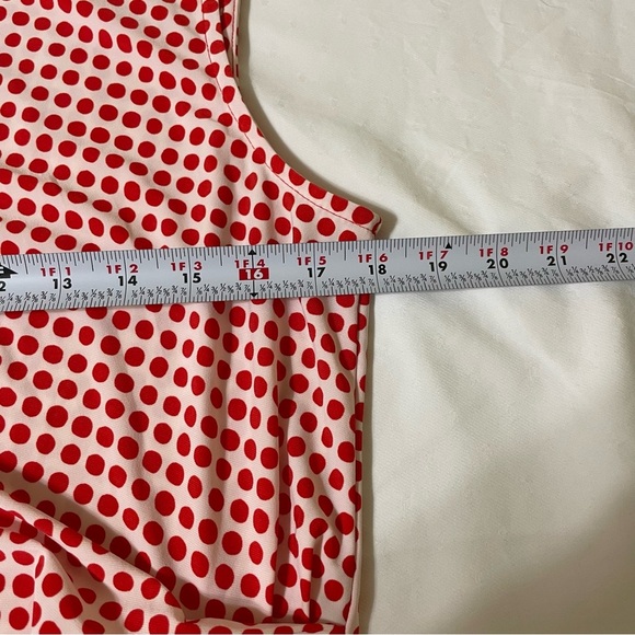 Anne Klein Red and White Asymmetrical Sleeveless Blouse - Picture 4 of 6